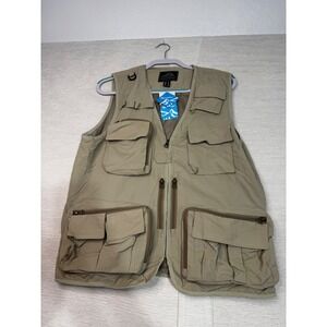Magcomsen Mens Multi Pocket Utility Vest Khaki Tan Fishing Hiking Photography S